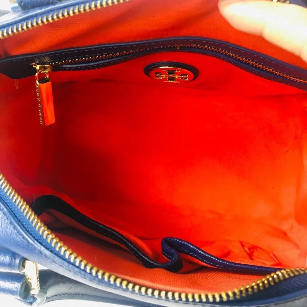 Tory Burch Robinson Middy Satchel Purse in Cobalt Blue - LIKE NEW - Picture 9 of 11